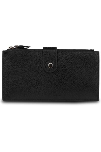 OttoAngelino Чорний шкіряний гаманець з двома відділеннями OT347