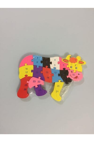 Kesman Kitap Ahşap Inek Figürlü Renkli Puzzle/yapboz 15 Parça Eğitici Oyuncak