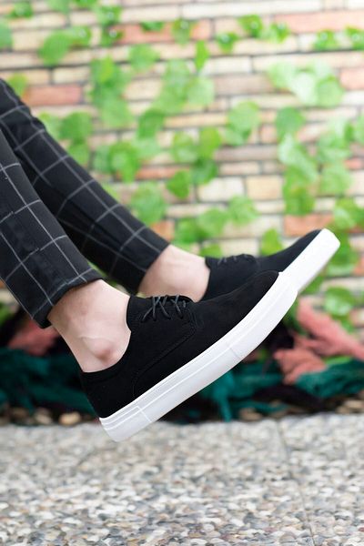 Riccon Herren-Sneakers aus schwarzem und weißem Wildleder0012365