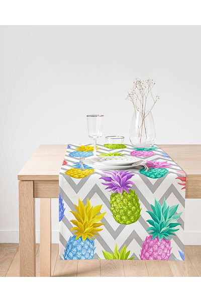 Realhomes Alergăre gri cu model în zig-zag, ananas, design special modern