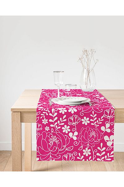 Realhomes Alergăr din piele de căprioară cu design special imprimat digital, cu model floral pe fundal colorat