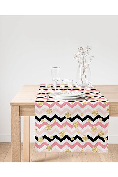 Realhomes Alergăr colorat în zig-zag cu design special imprimat digital cu fundal alb