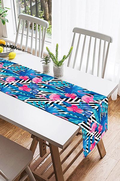 Realhomes Geometric Blue Pink Flamingo Design Imprimat digital Design special Alergăr din piele intoarsa
