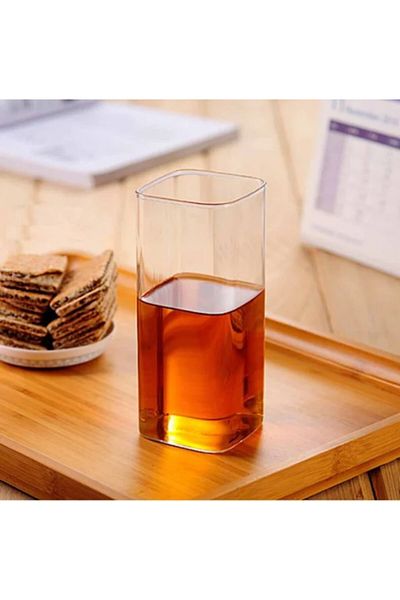 EARABUL Rectangular Heat Resistant Borosilicate Trend Juice and Dessert Cup (2 Pieces 300 Ml 12 Cm)