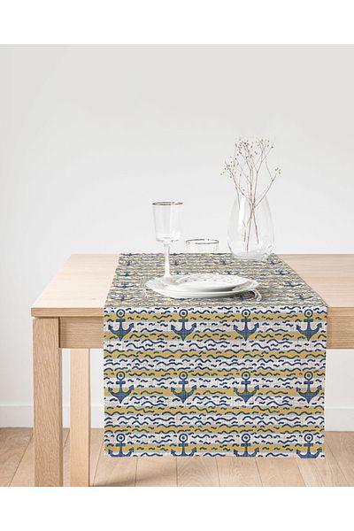 Realhomes Διακοσμητικό Suede Runner με μοτίβο άγκυρας με μοτίβο Sailor
