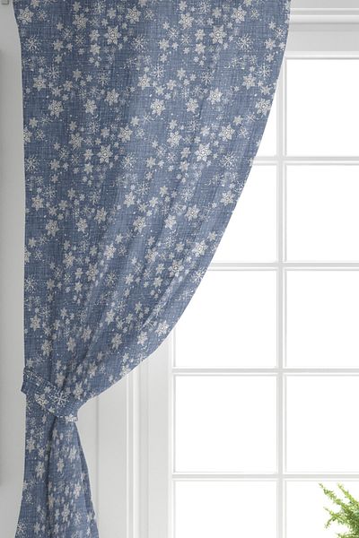 Realhomes Fulg de zăpadă cu aripă dublă imprimată pe podea din denim Design special, perdea de fundal imprimată digitală