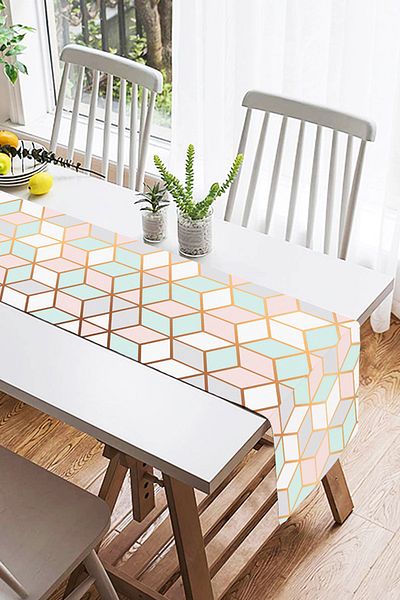 Realhomes Μοντέρνος Ειδικός Σχεδιασμός Suede Runner με γεωμετρικά σχέδια 3D Ειδικού Σχεδιασμού