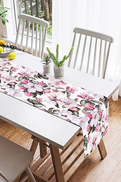 Realhomes Bulk Jar Flower Printed Digital Printed Suede Runner