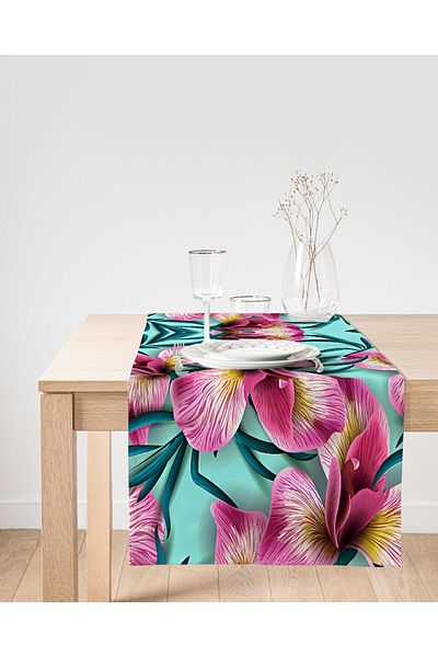 Realhomes Alerg modern din piele intoarsa cu flori colorate cu fundal albastru