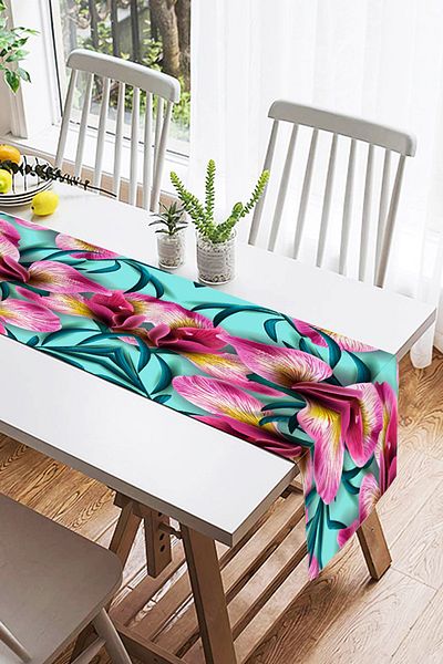 Realhomes Alerg modern din piele intoarsa cu flori colorate cu fundal albastru