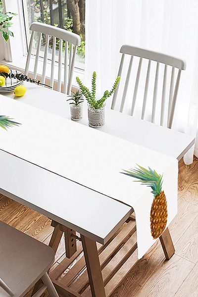 Realhomes Alergăr decorativ din piele intoarsa cu model de ananas, imprimat digital