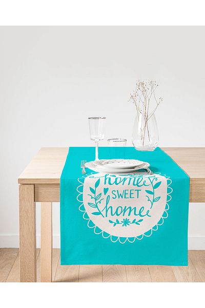 Realhomes Home Sweet Home Digital Printed Διακοσμητικό Suede Runner