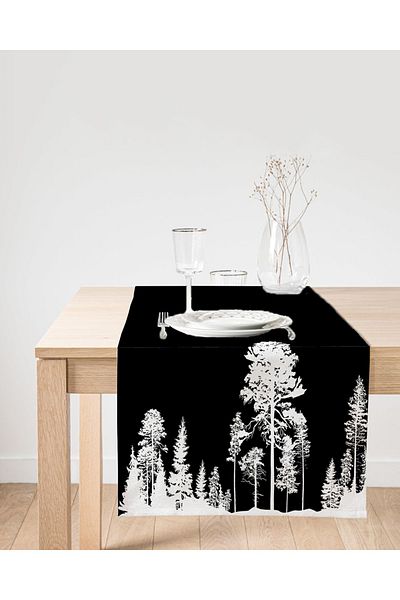Realhomes Alerg decorativ din piele intoarsa cu design de copac negru pe fundal negru