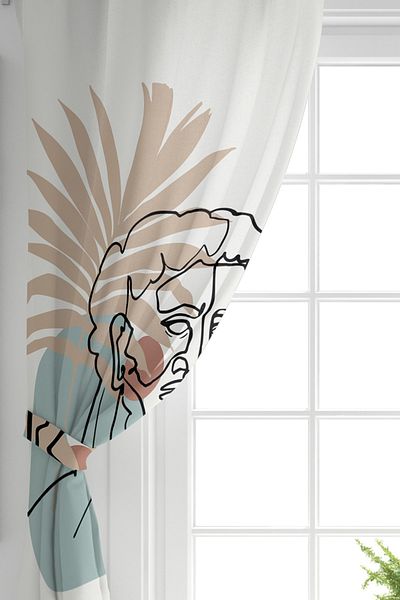 Realhomes Single Wing Ancient Greek God Custom Design Modern Digital Printed Background Curtain
