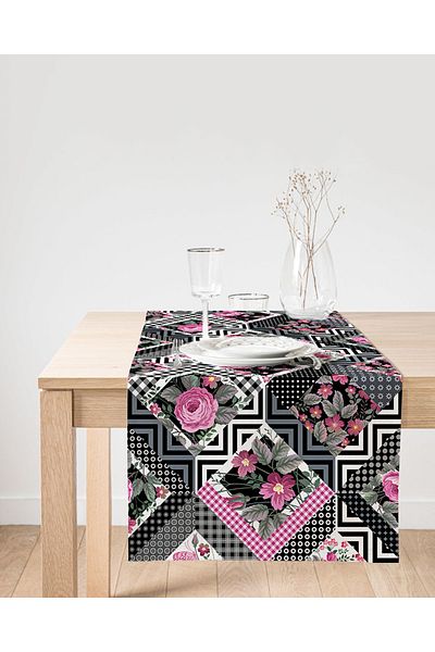 Realhomes Alergăre din piele intoarsa cu modele florale cu motiv punct