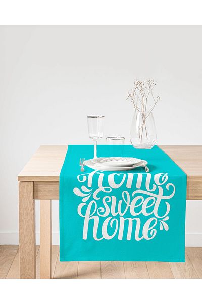 Realhomes Home Sweet Home Digital Printed Διακοσμητικό Suede Runner