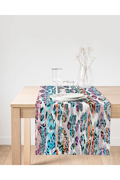 Realhomes Alergăr din piele intoarsa imprimat digital cu motiv leopard