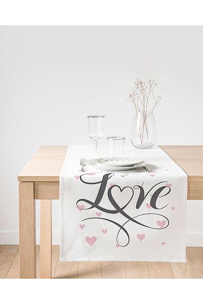 Realhomes Love Written Heart Dot Motif Διακοσμητικό Suede Runner