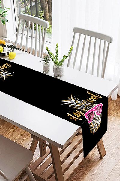 Realhomes Alerg modern din piele intoarsa cu model de ananas pe fundal negru