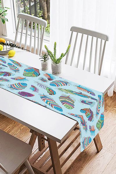 Realhomes Ice Blue Design Special Imprimat digital Alergăr modern din piele intoarsa