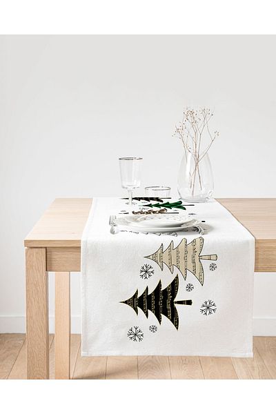 Realhomes Ψηφιακό τυπωμένο σχέδιο Suede Runner με καρό μοτίβο λεύκινου σε λευκό φόντο