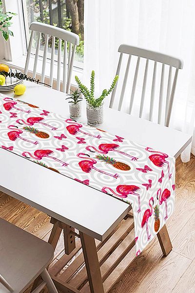 Realhomes Alergăr decorativ din piele de căprioară cu model Flamingo