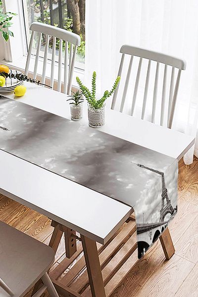 Realhomes Eiffel Tower Digital Printed Διακοσμητικό Suede Runner