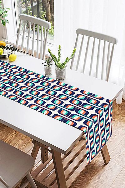 Realhomes Alergăr decorativ din piele de căprioară, cu motive geometrice colorate