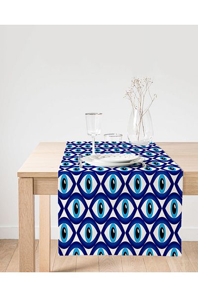 Realhomes Alergăr modern din piele intoarsa cu imprimeu digital cu design special, cu motiv ochi