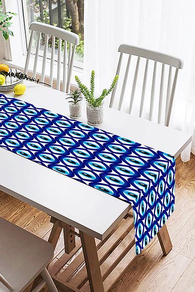 Realhomes Alergăr modern din piele intoarsa cu imprimeu digital cu design special, cu motiv ochi