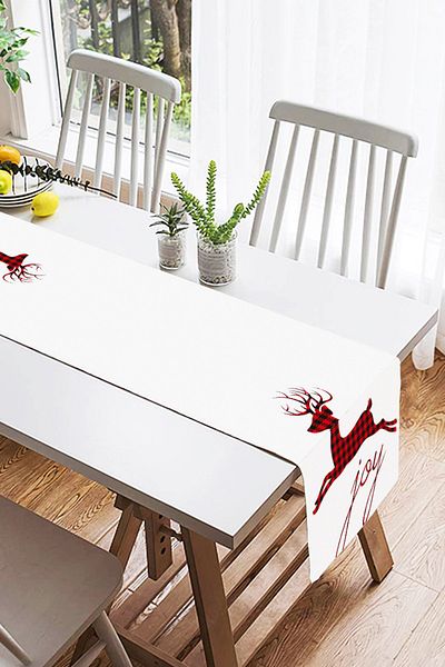 Realhomes Joy Plaid Deer με μοτίβο διακοσμητικό ειδικής σχεδίασης Suede Runner