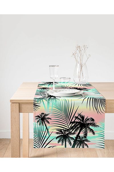 Realhomes Livense Palm Leaves Design Special Suede Runner