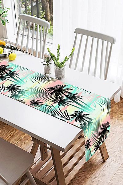 Realhomes Livense Palm Leaves Design Special Suede Runner