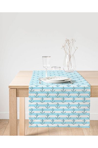 Realhomes Blue Sailor Themed Special Design Suede Runner