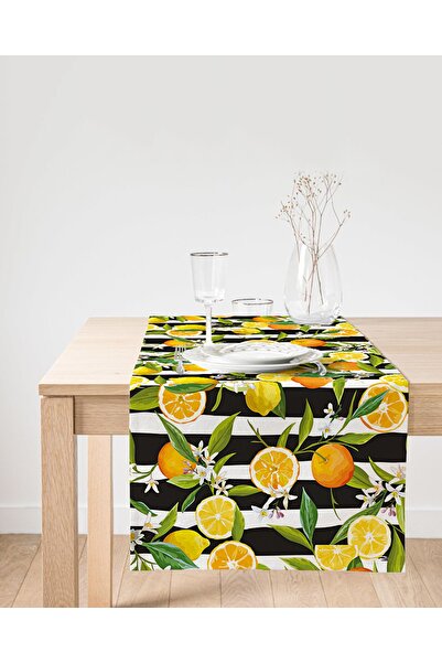 Realhomes ديكور بتصميم خاص من جلد الغزال مع خلفية سوداء مخططة ونمط الليمون