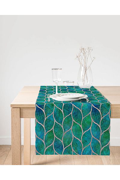Realhomes Runner decorativ din piele intoarsa cu imprimare digitala cu design special