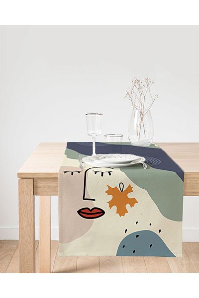 Realhomes Γυναικεία σιλουέτα με παστέλ σκηνικό Onedraw Drawing Digital Printed Special Design Suede Runner