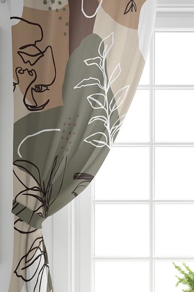 Realhomes Double Wing Bohemian Special Design Digital Printed Background Curtain