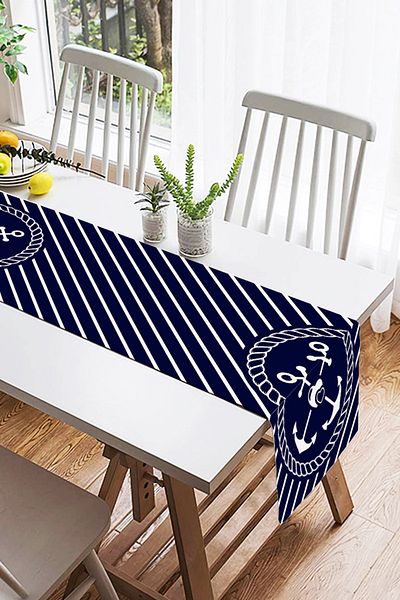 Realhomes Ψηφιακή τυπωμένη ειδική σχεδίαση Suede Runner με μοτίβο άγκυρας σε πολύχρωμο φόντο