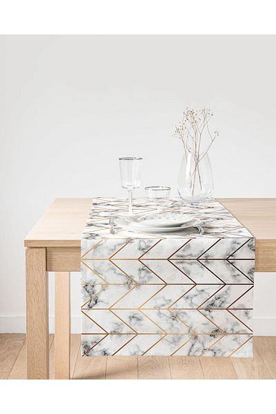Realhomes Μοντέρνος Ειδικός Σχεδιασμός Suede Runner με Μαρμάρινο Δάπεδο και Γεωμετρικό Σχέδιο