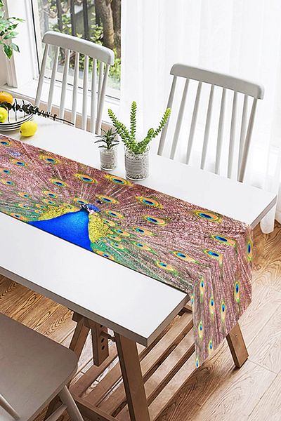Realhomes Moder Peacock Motif Special Design Suede Runner