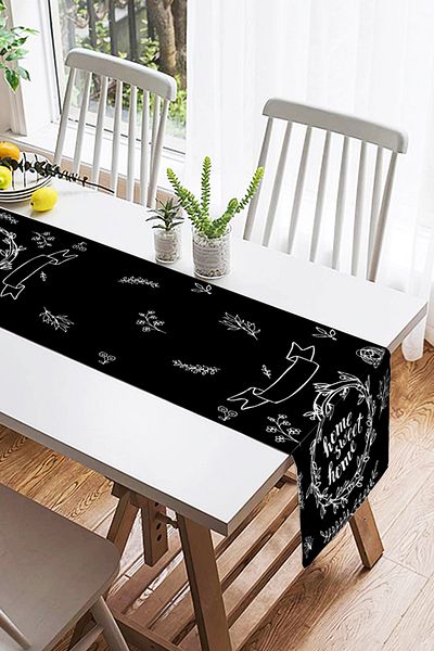 Realhomes Alergăr decorativ din piele de căprioară cu imprimare digitală Home Sweet Home