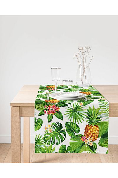 Realhomes Summer Tropical Patterned Special Design Suede Runner