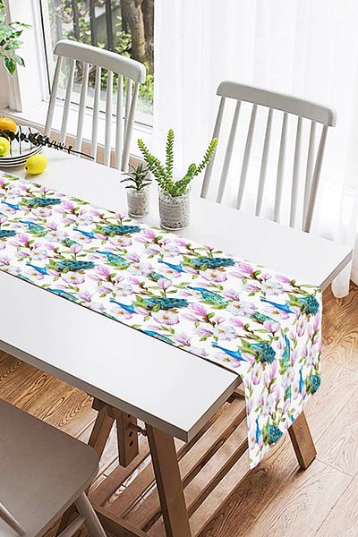 Realhomes Alerg decorativ din piele intoarsa cu Motiv Paun si Flori