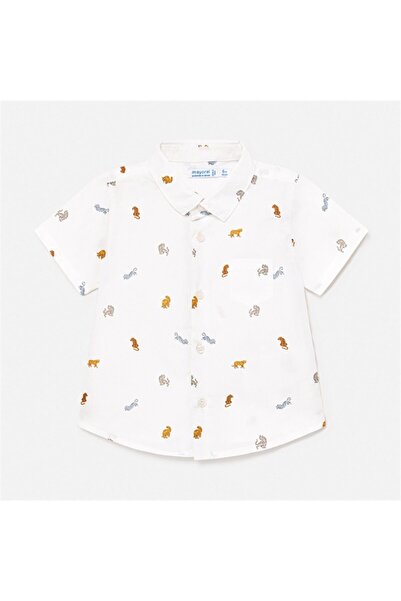 MAYORAL White Printed Short Sleeve Baby Boy Shirt - 1114
