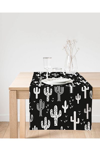 Realhomes Alb-negru cu imprimeu cactus decorativ design special din piele intoarsa