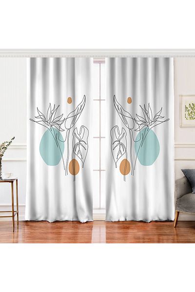 Realhomes Desen cu aripi duble pe fundal alb Cortina de fundal imprimată digital cu design floral