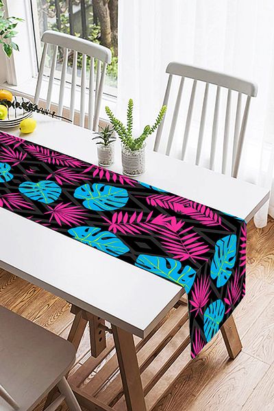 Realhomes Alerg modern din piele intoarsa cu model de crin roz albastru pe fundal negru