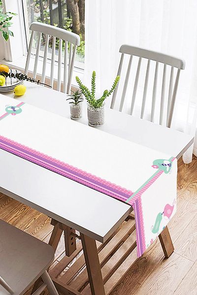 Realhomes Pink Blue Birds Digital Printed Suede Runner