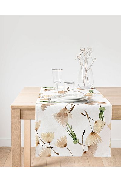 Realhomes Ψηφιακή τυπωμένη ειδική σχεδίαση Suede Runner με μοτίβο λουλουδιών σε λευκό φόντο